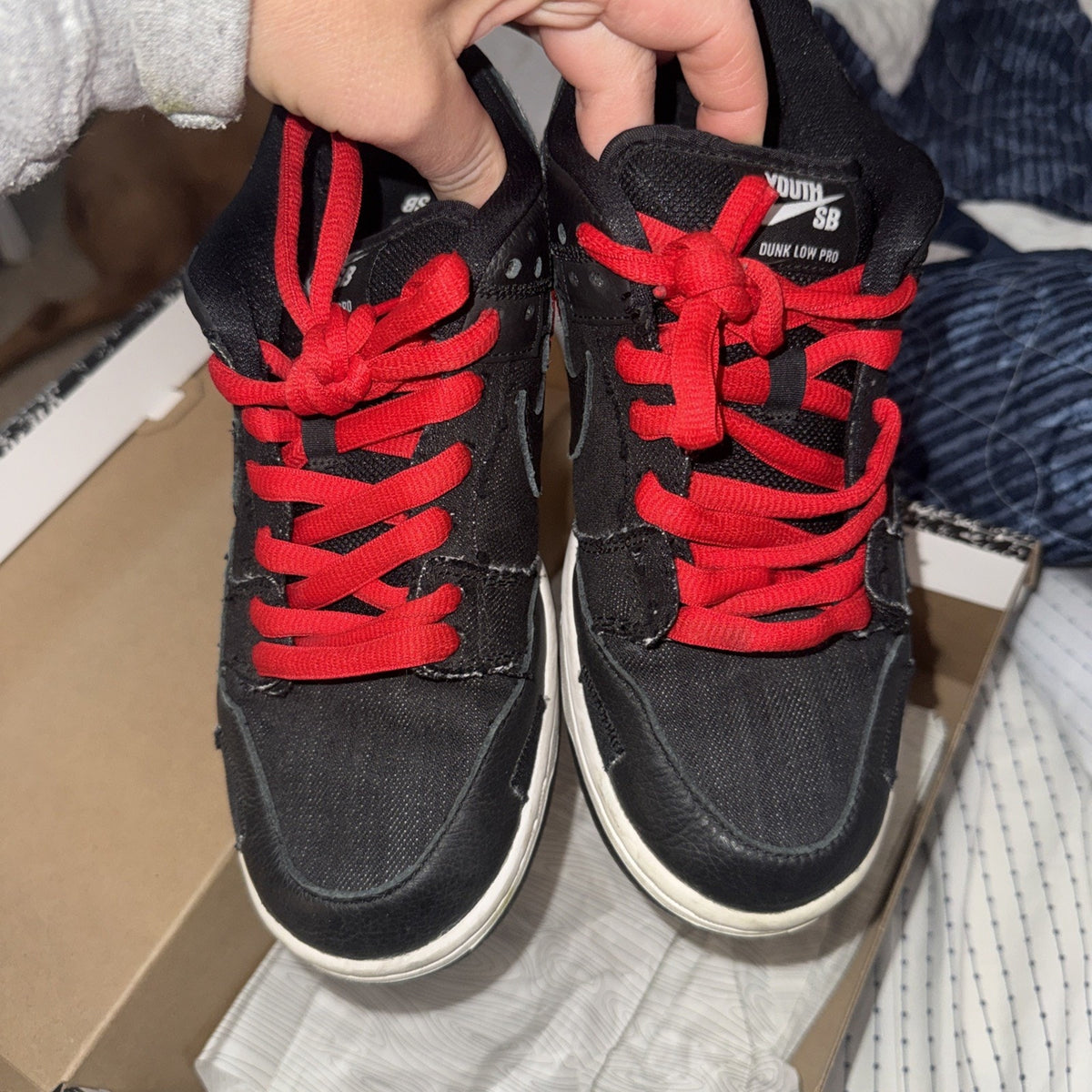 Size 7 - Wasted Youth x Nike Dunk SB Low Black Denim Special Box
