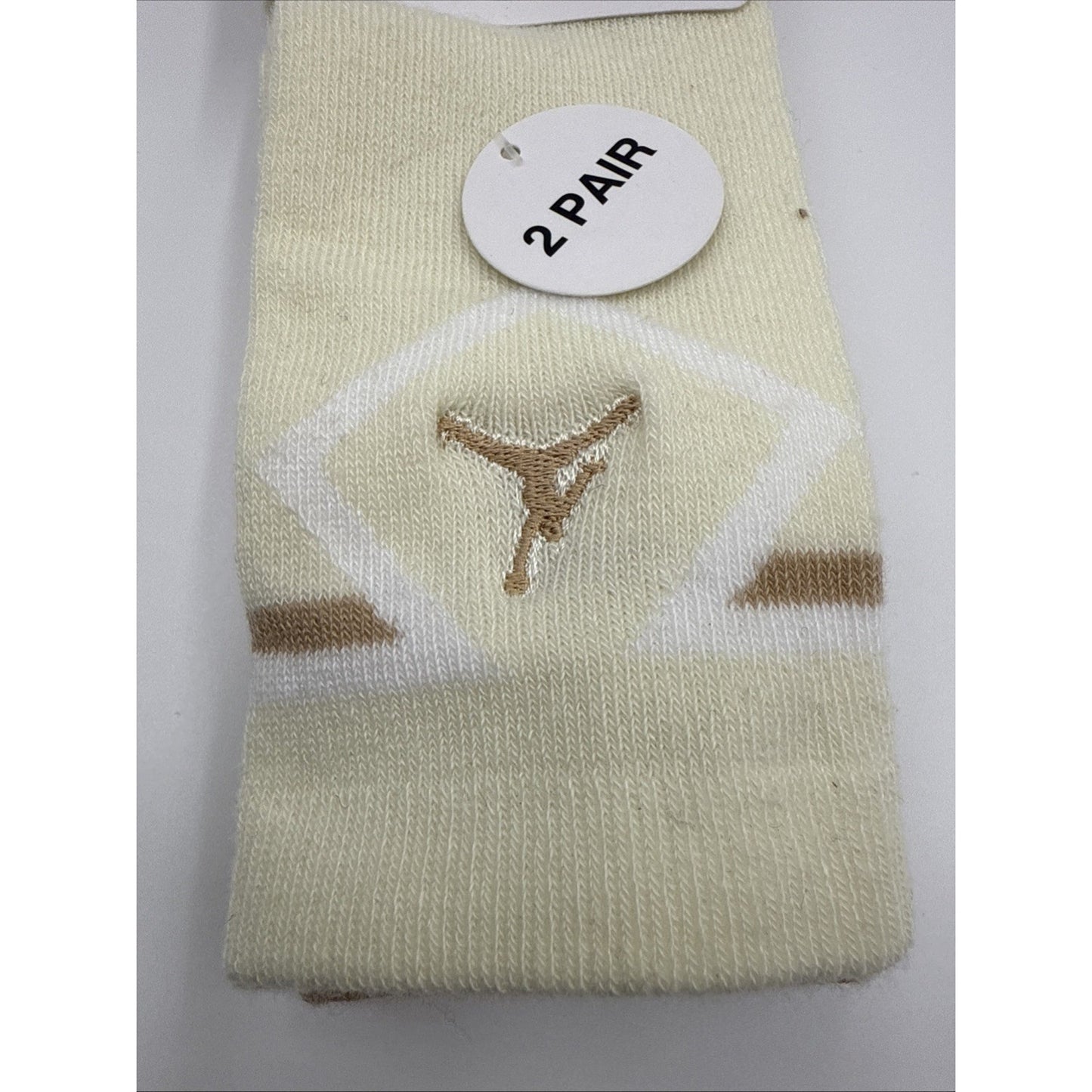 Nike Air Jordan Kids Crew Socks Cream Tan 3Y-5Y Women 4-6 2 Pairs