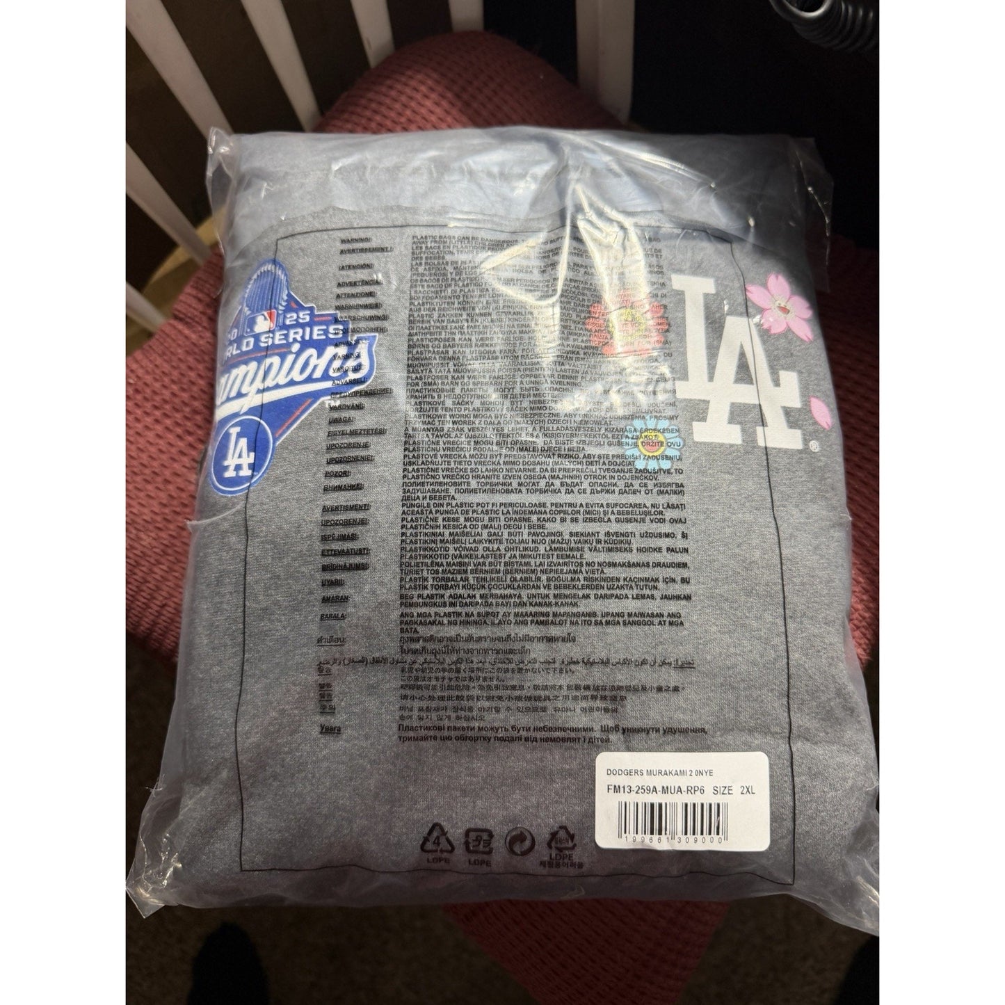 Takashi Murakami x Los Angeles Dodgers 2025 World Series Fleece Hoodie XXL 2XL