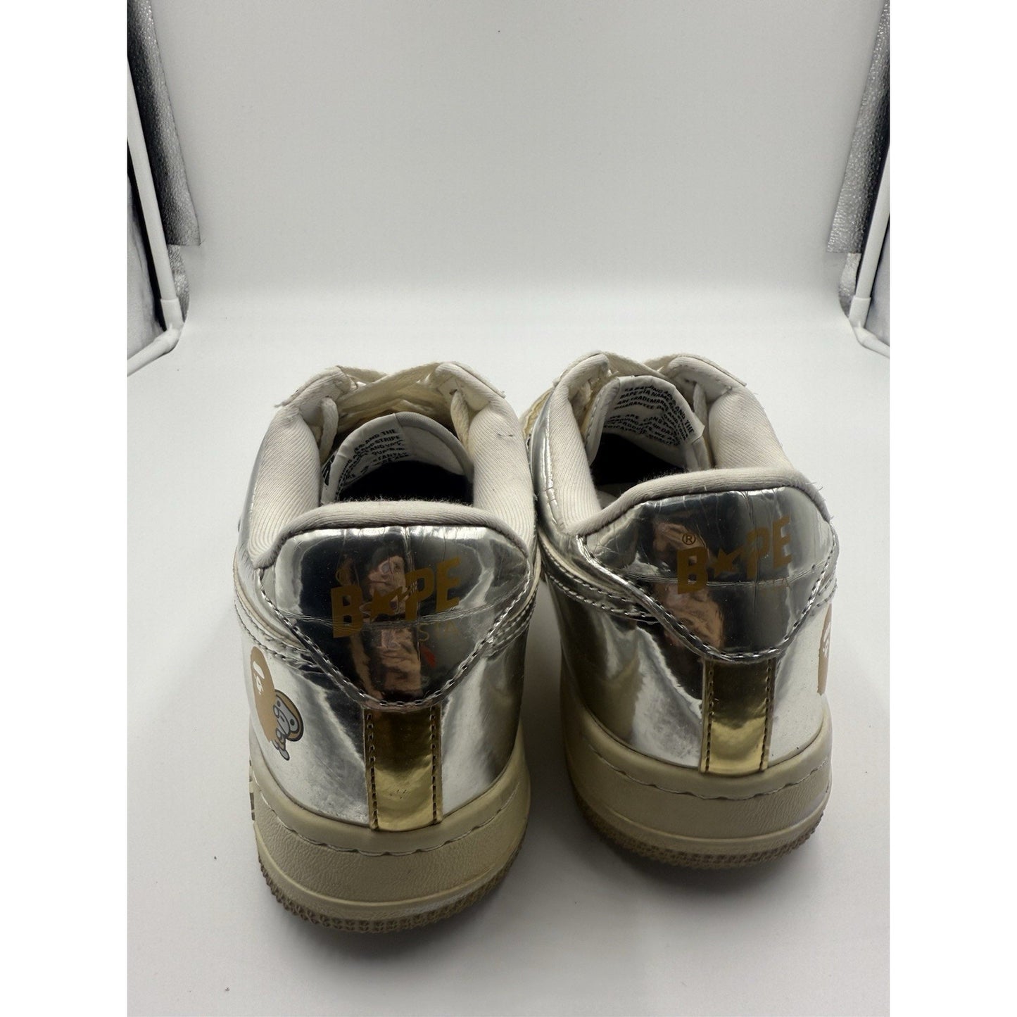 Size 8.5 Bapesta X Nigo Silver And Gold Bape Very Rare