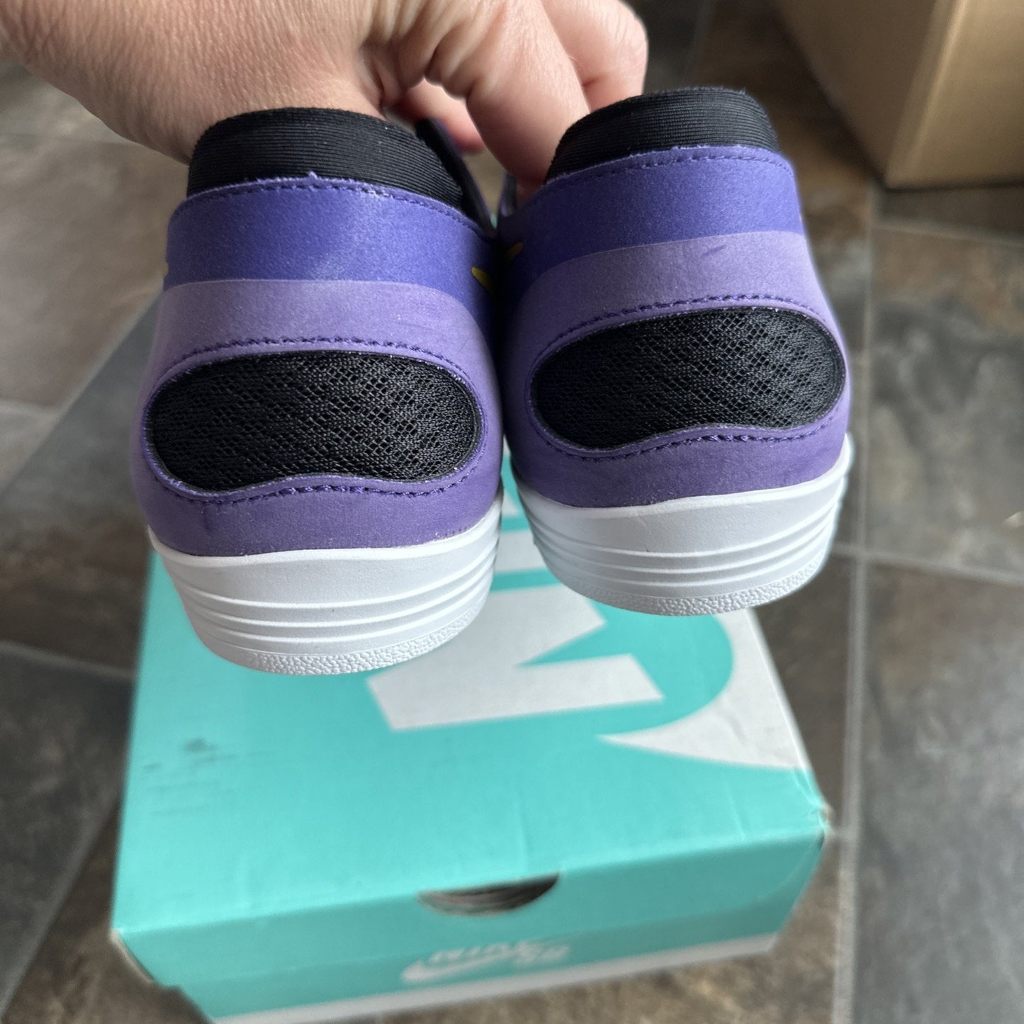 Nike SB Lunar OneShot Purple Yellow Men’s 11 Skate Shoes Lakers Vikings LSU