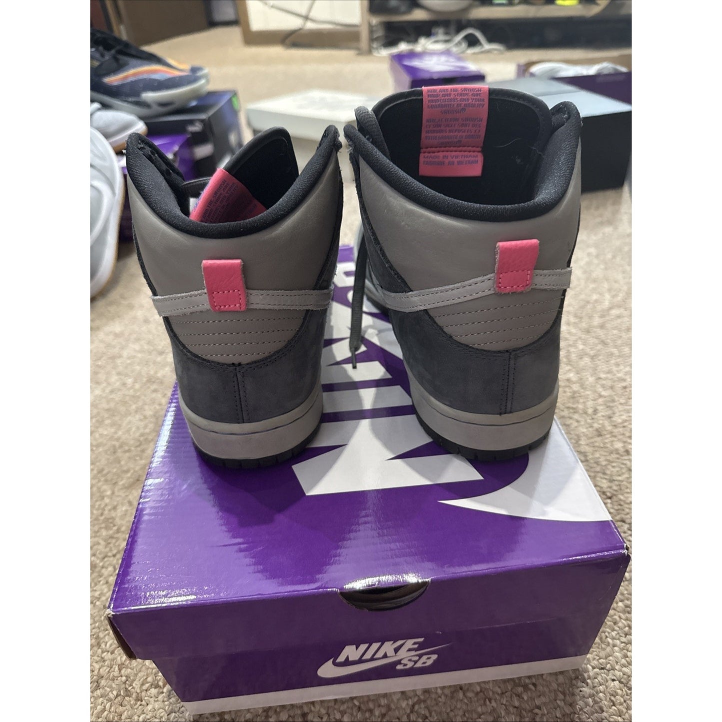 Size 10 - Nike Dunk Pro SB High Medium Grey Pink