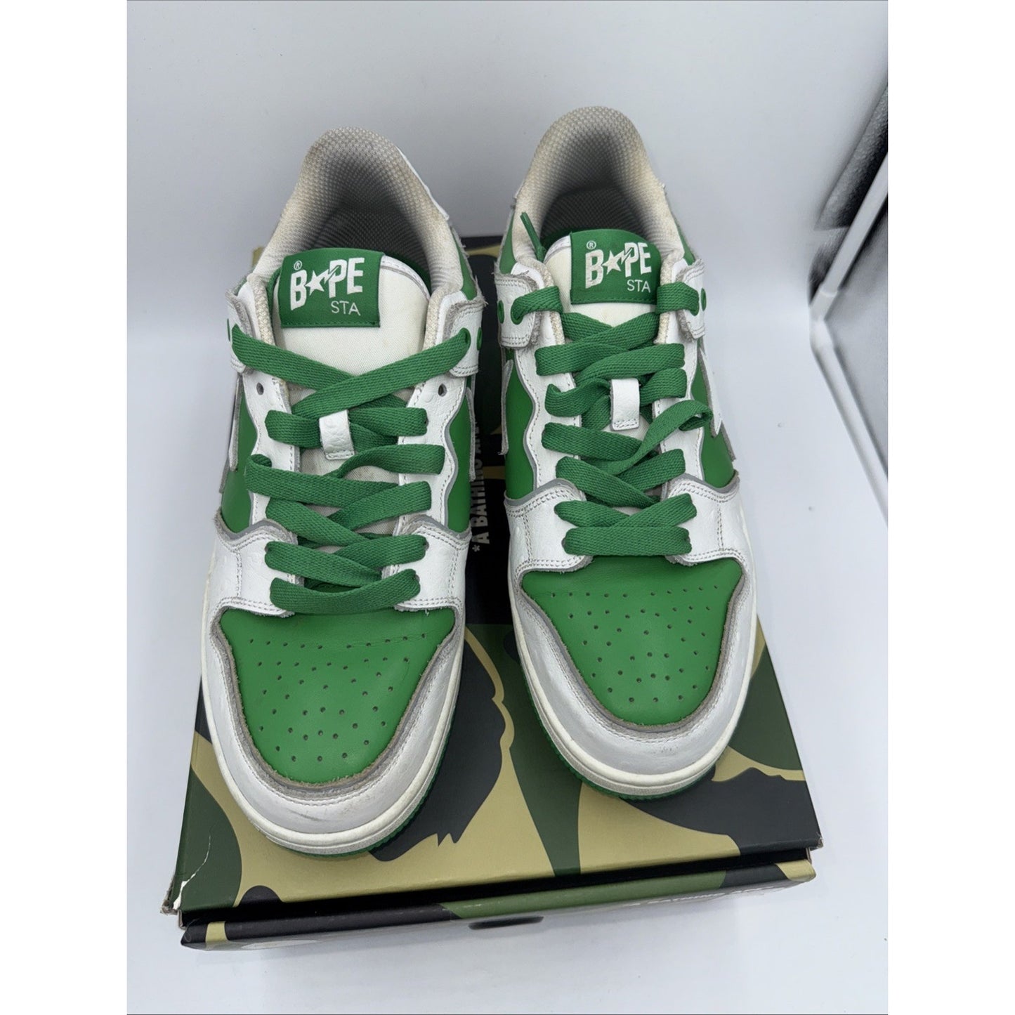 Size 10 - A Bathing Ape Sk8 Sta #1 Faux Ostrich Leather Pack - Green