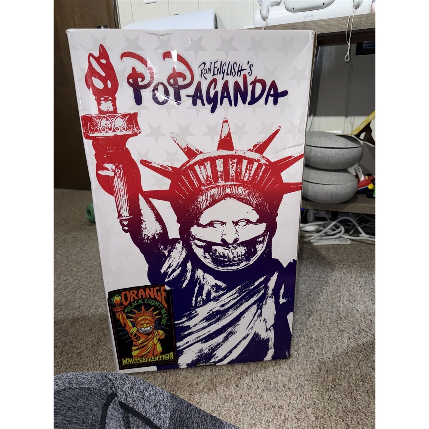 Mindstyle Popaganda Ron English Liberty Grin Blacklight Magic Orange Statue Used
