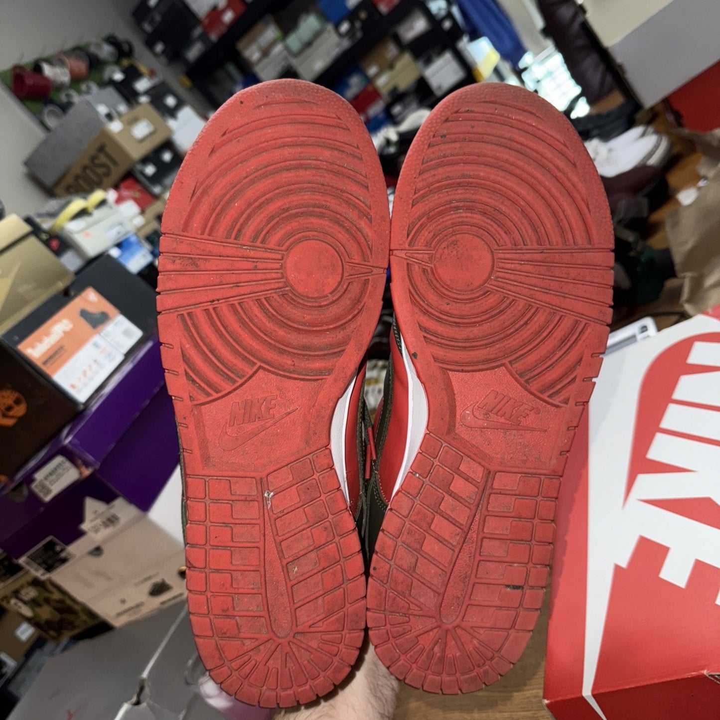 Size 11.5 [DV0833-600] Mens Nike Dunk Low 'Mystic Red Cargo Khaki'