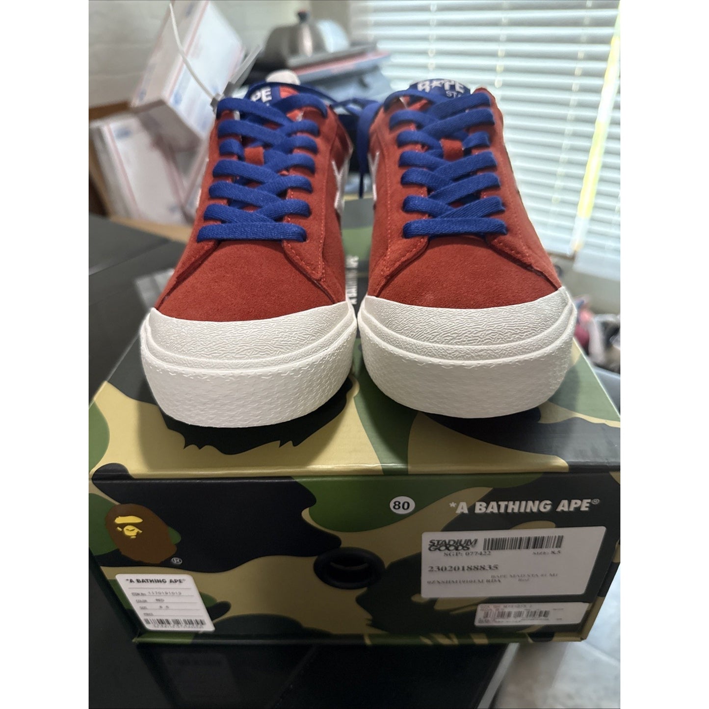 Size 8.5 - A Bathing Ape Mad Sta #1 M1 Red