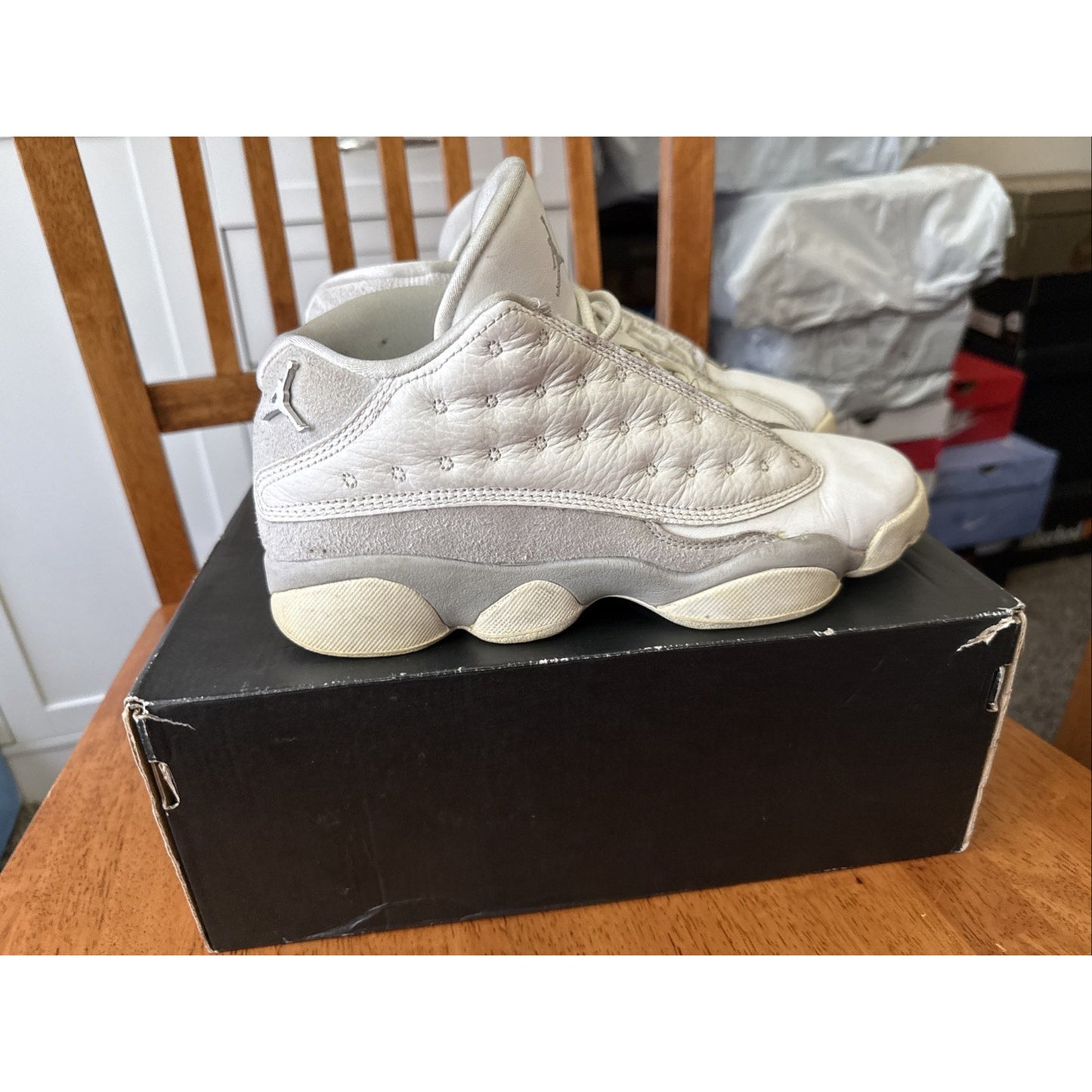 Nike Air Jordan 13 Retro GS White Metallic Silver 310811-100 Size 5.5y BS167