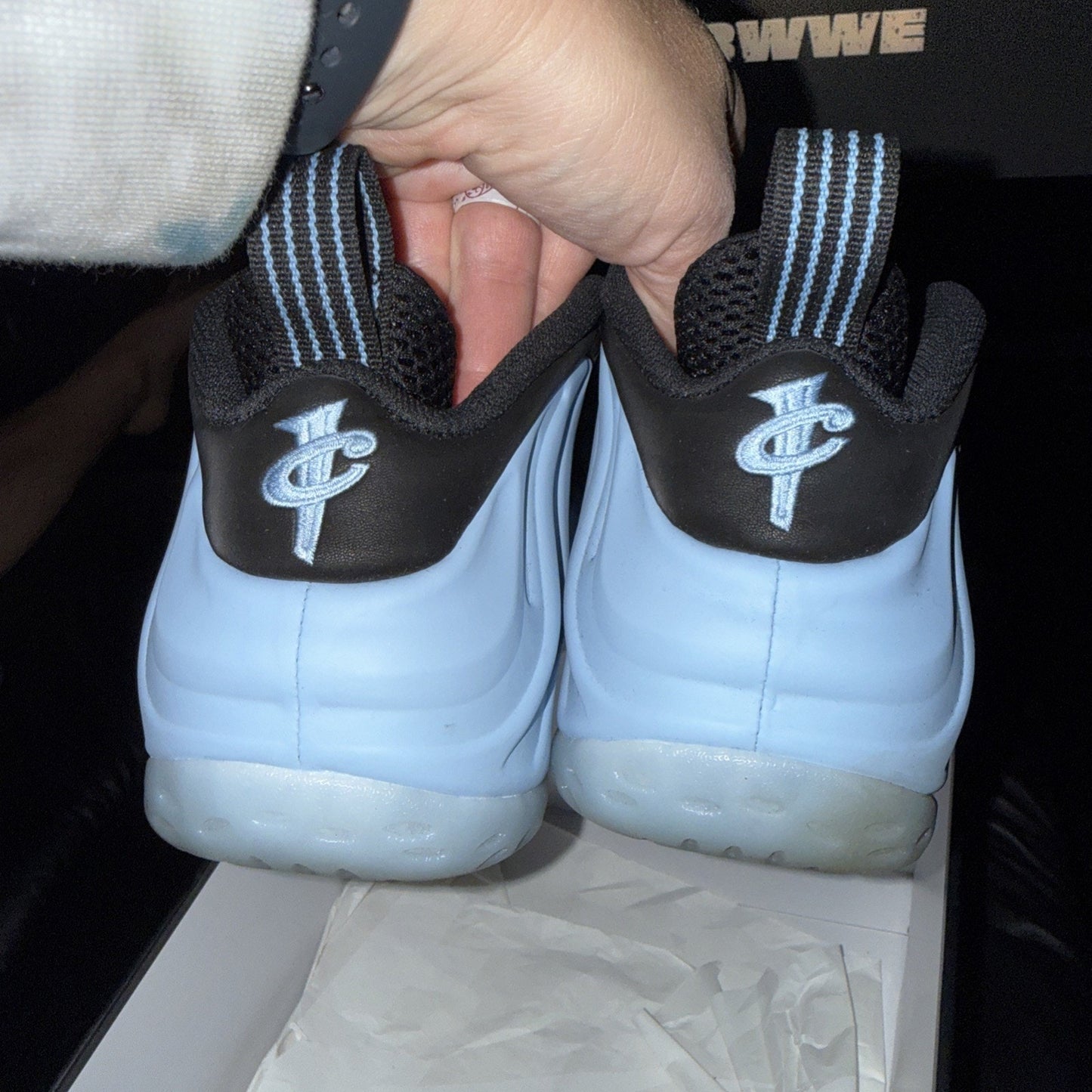 Size 8.5- Nike Air Foamposite One Psychic Blue and Black