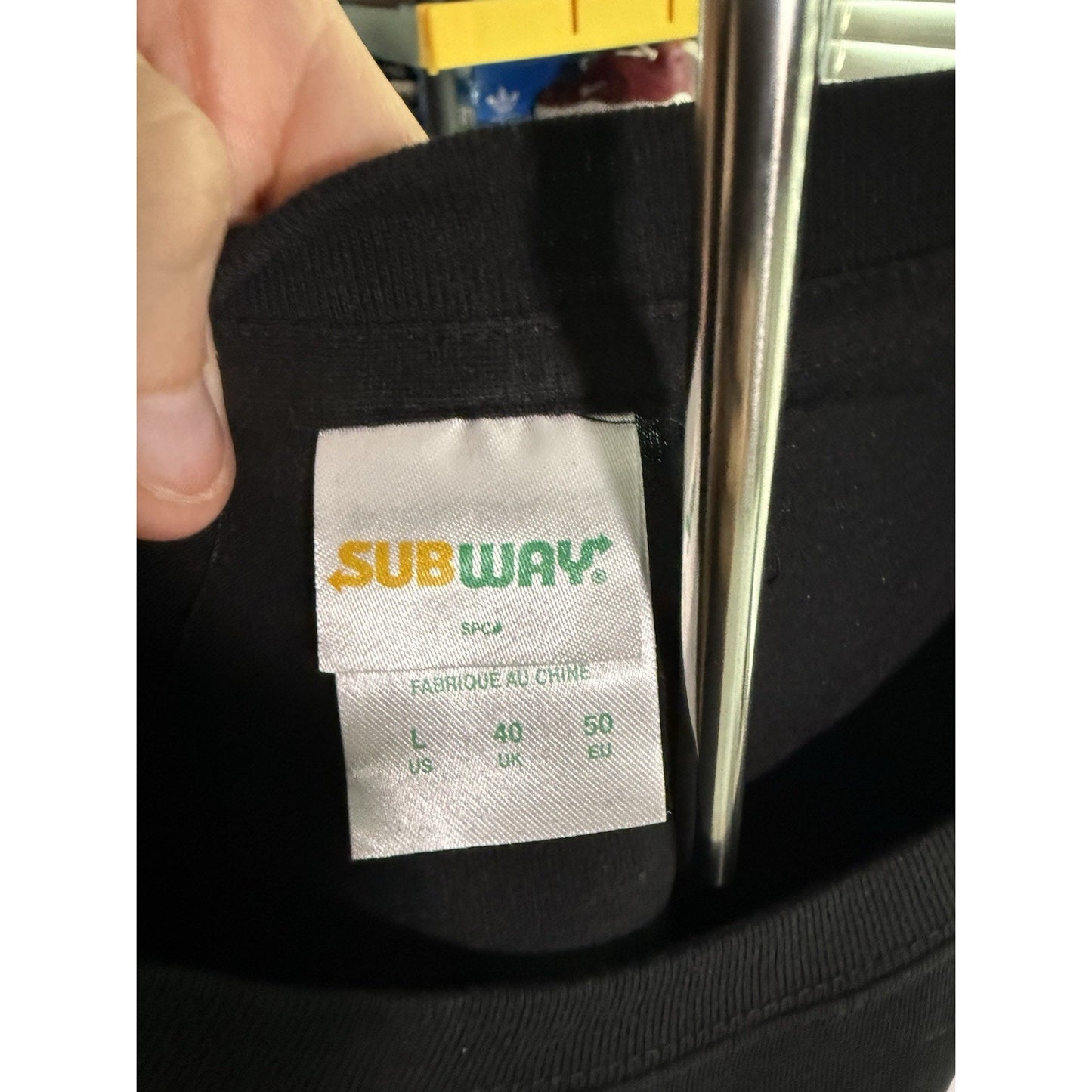 SUBWAY T Shirt Logo Size Large Black Worker Staff Employee Restaurant Sub
