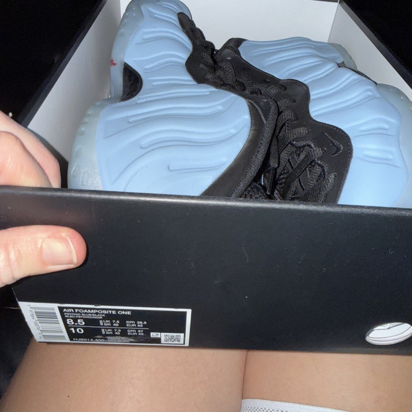 Size 8.5- Nike Air Foamposite One Psychic Blue and Black