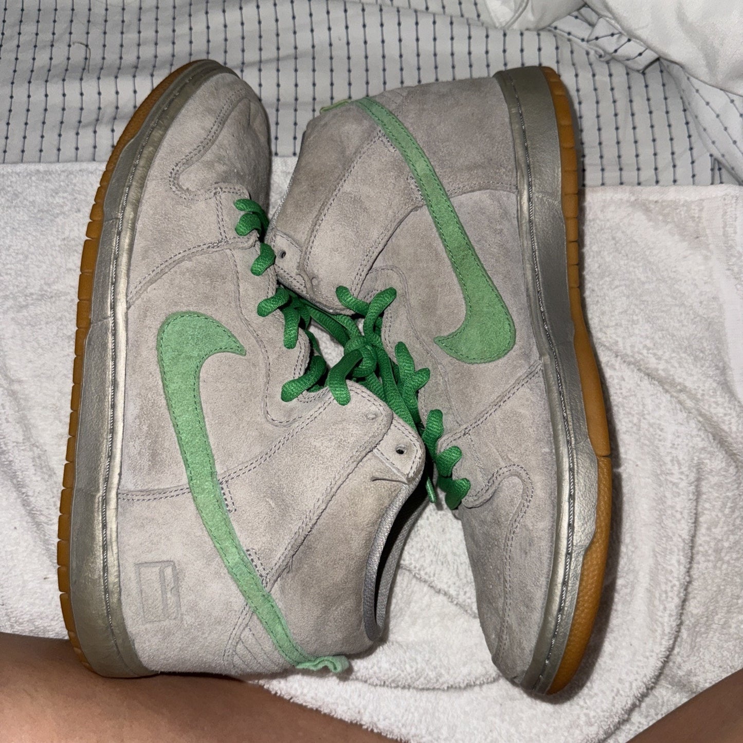 Nike SB Dunk High “Silver Box” Metallic Silver/Green 313171-039 2016 Size 11