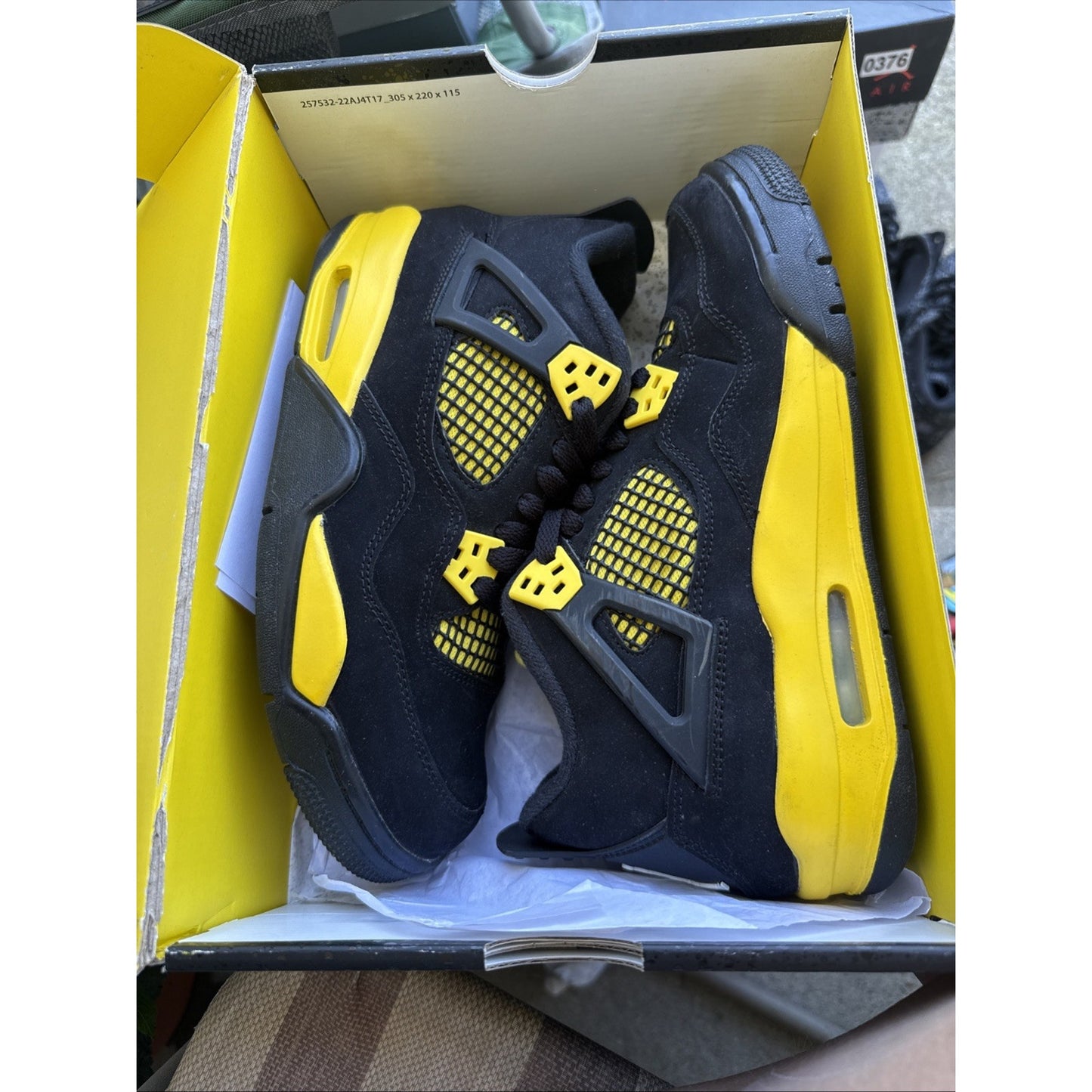 Jordan Air Jordan 4 Retro Black Yellow Suede Sneaker Unisex Kids 6.5Y