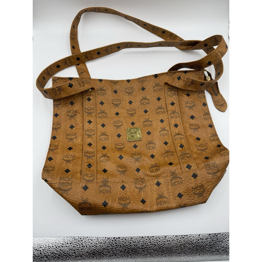 MCM Cognac Monogram Visetos Shopper Tote 869752 Shoulder Bag