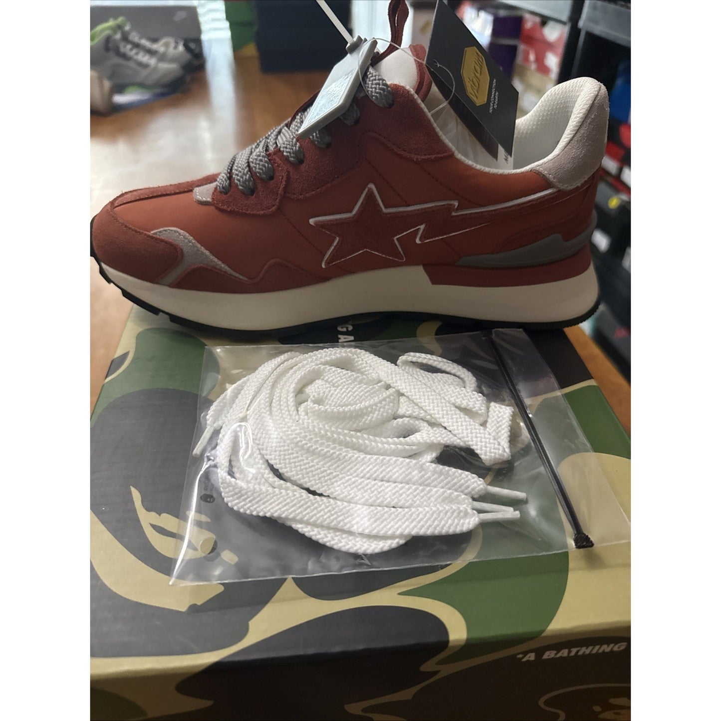 Size 7 - A Bathing Ape Roadsta Low Orange Grey bape