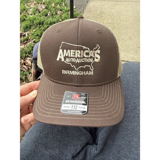 NWT Richardson America's Auto Auction Savannah Brown Trucker Hat Baseball Cap