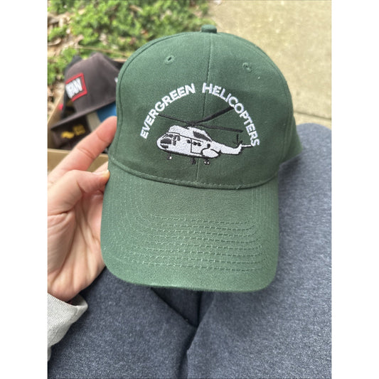 Evergreen Helicopters Strap back Embroidered Green Hat