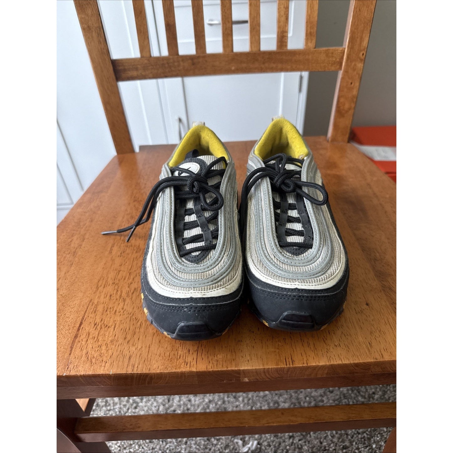 Nike Air Max 97 BLACK/WHITE AMARILLO 921522 005 Youth Sz 5Y Pittsburgh Steelers NBS209