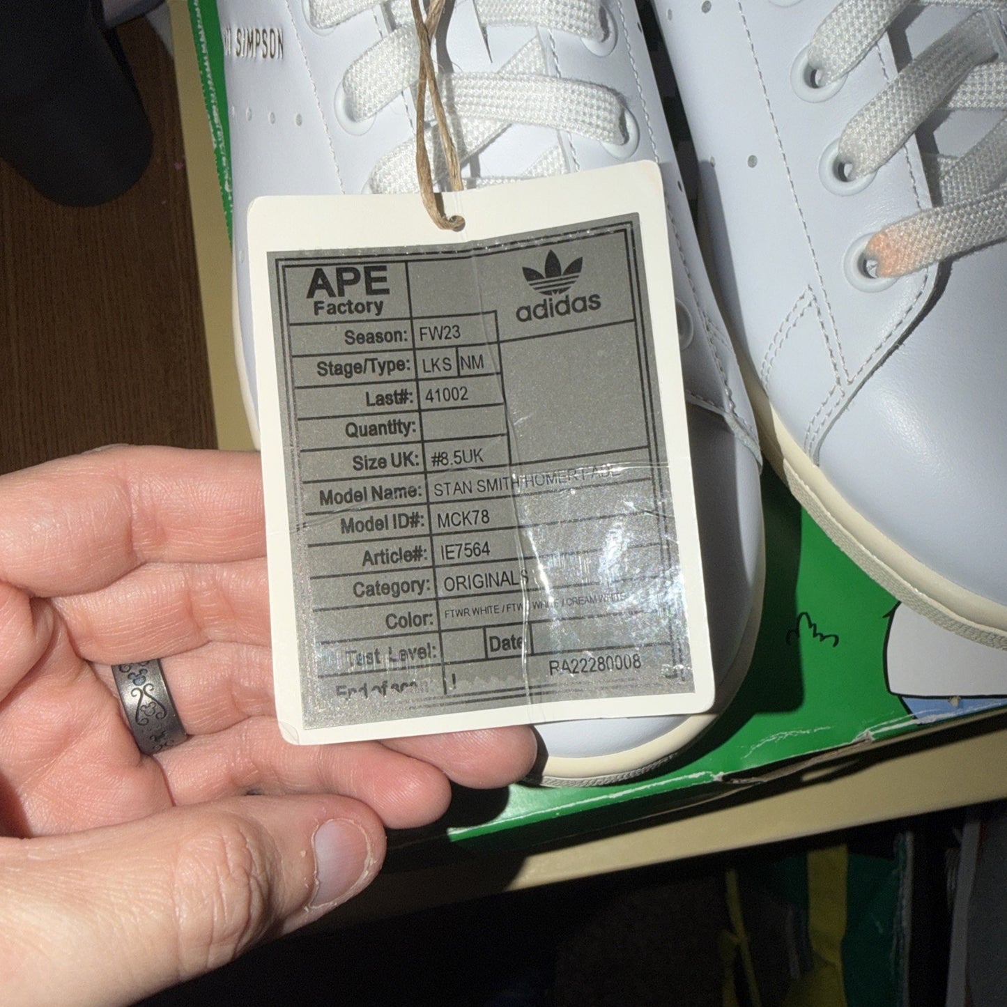 Size 9 Adidas Stan Smith x The Simpsons "Homer Simpson" Sneaker Sample Tagged