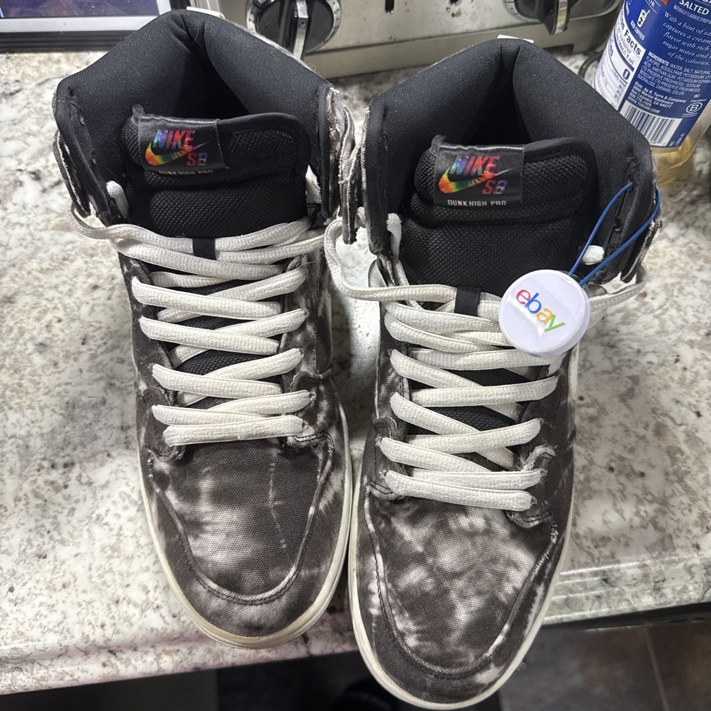 Nike SB Dunk High Skate Shoes Black Tie-Dye Medium US Size 11