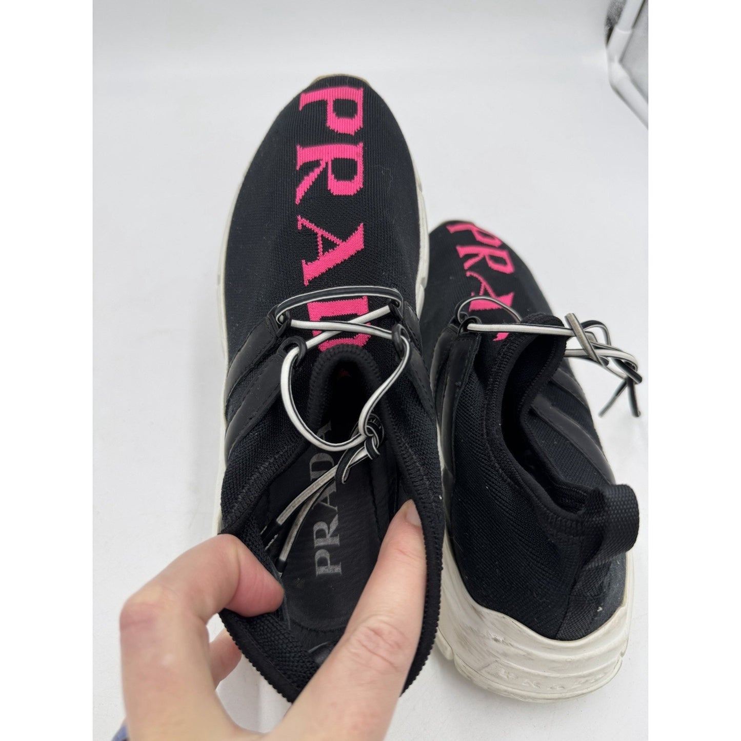 Size 4.5 - Prada Knit Fabric Sneakers Black