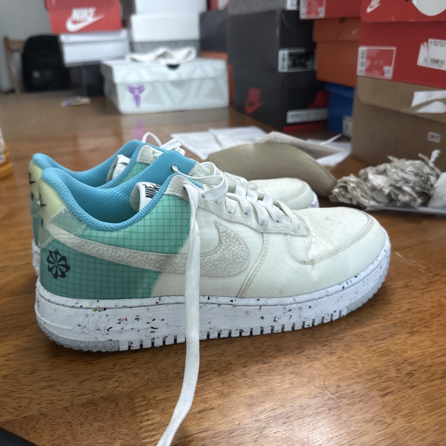 Size 9.5 - Nike Air Force 1 Crater Move To Zero White Dynamic Turquoise W NBS056