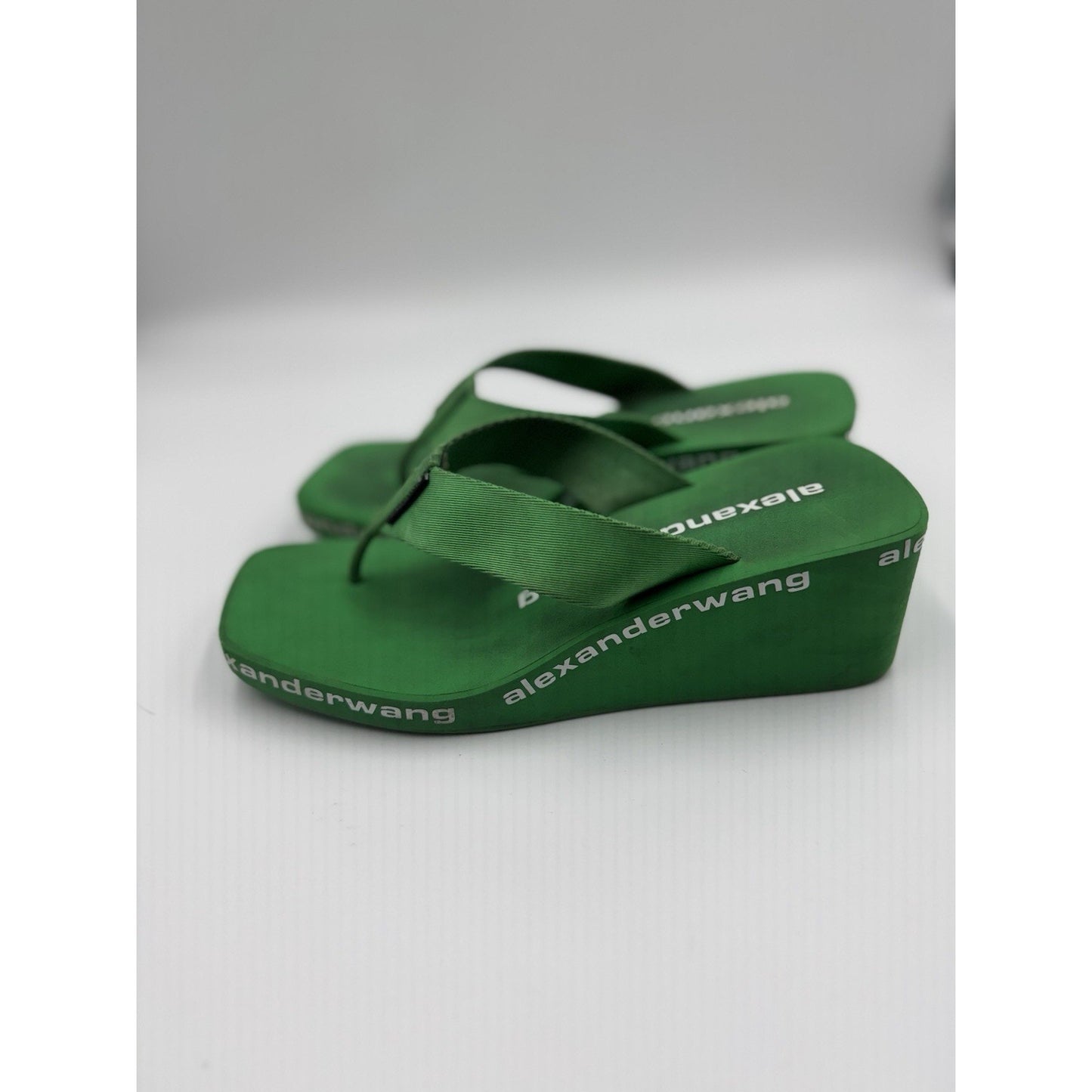 Size 7.5 W EU 37 Alexander Wang Green Wedge Designer Sandal NBS345