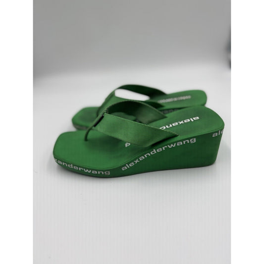 Size 7.5 W EU 37 Alexander Wang Green Wedge Designer Sandal NBS345