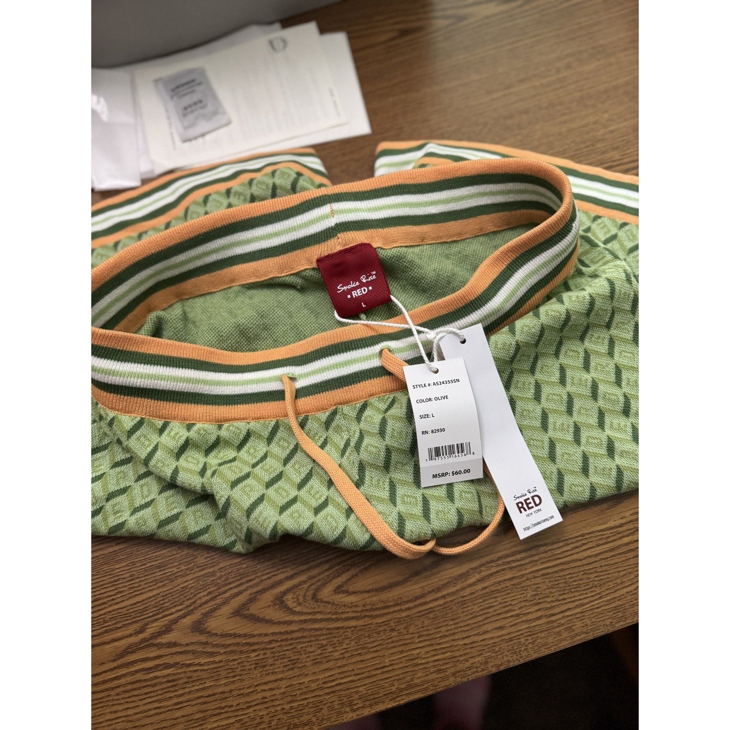 Smoke Rise Red Women’s Maison Green Draw String Stretch Waist Shorts