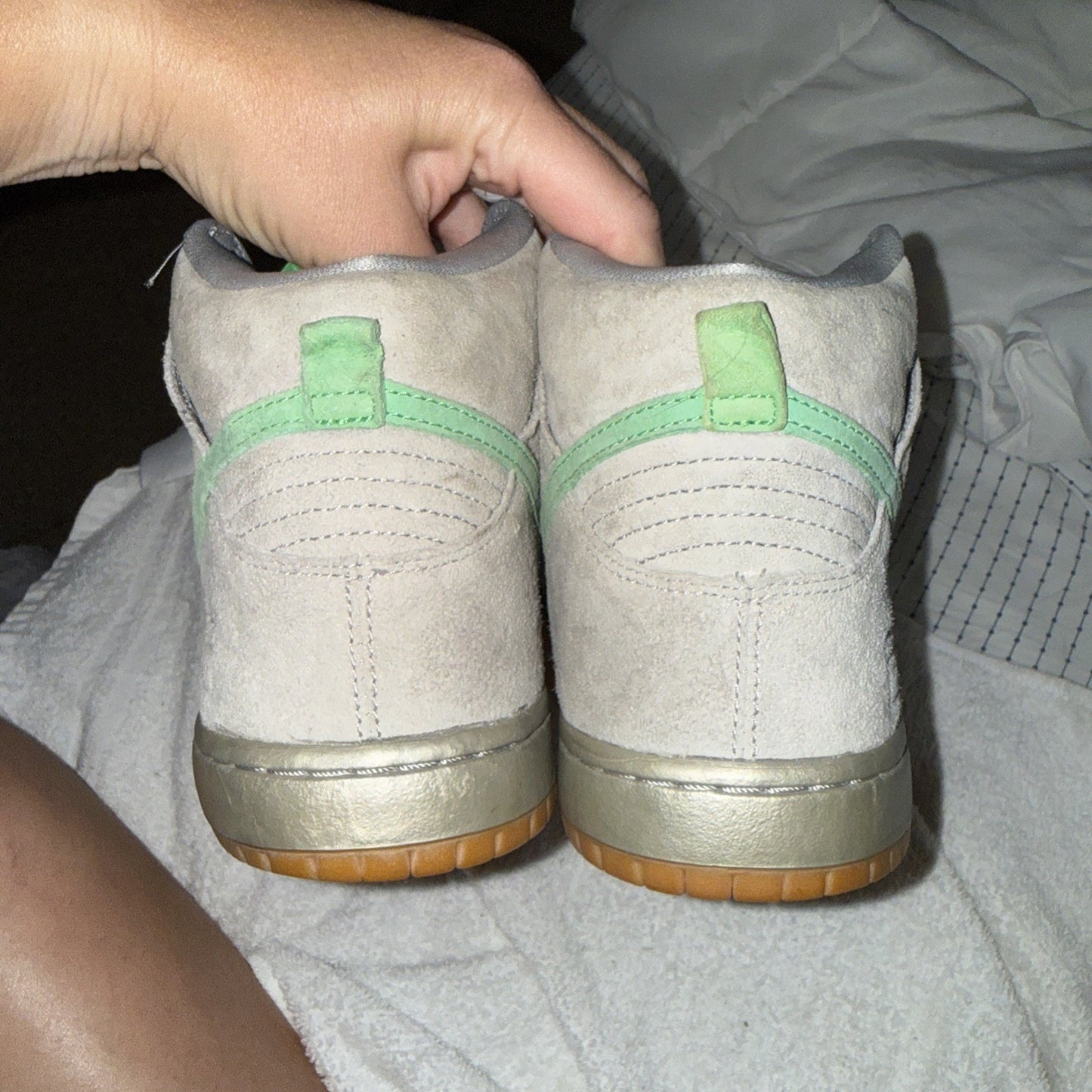 Nike SB Dunk High “Silver Box” Metallic Silver/Green 313171-039 2016 Size 11