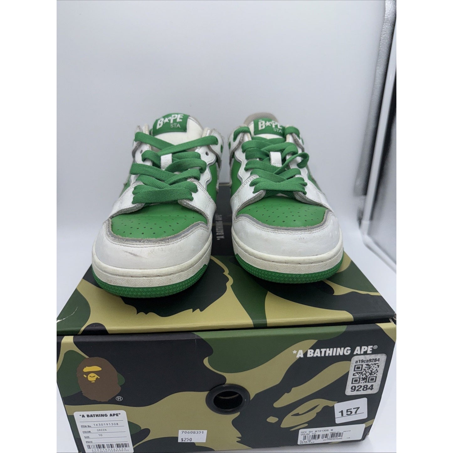 Size 10 - A Bathing Ape Sk8 Sta #1 Faux Ostrich Leather Pack - Green