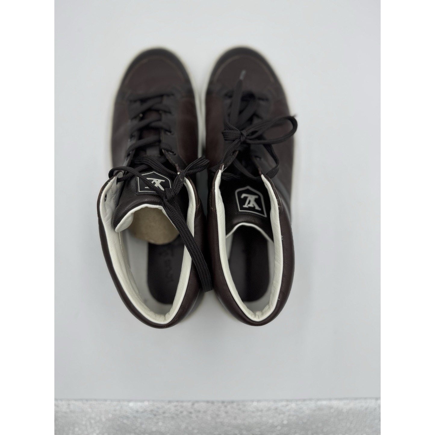 Men's Louis Vuitton Brown Leather Damier Sneakers US 8.5