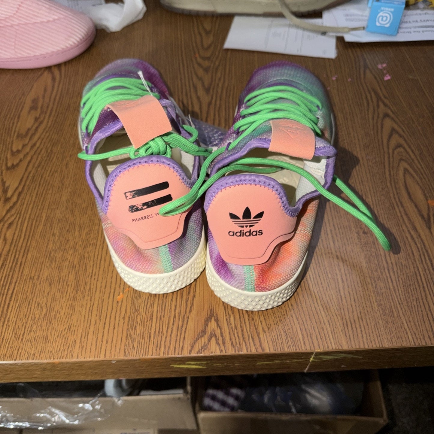Size 12.5 - Pharrell x adidas Tennis Hu Holi Chalk Coral