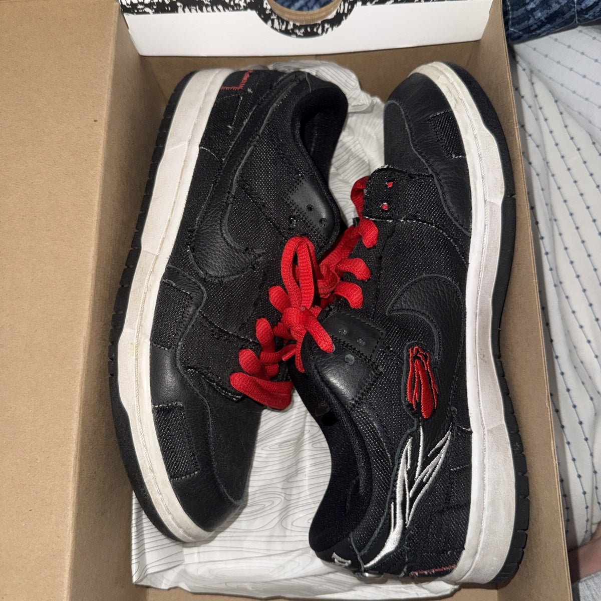 Size 7 - Wasted Youth x Nike Dunk SB Low Black Denim Special Box