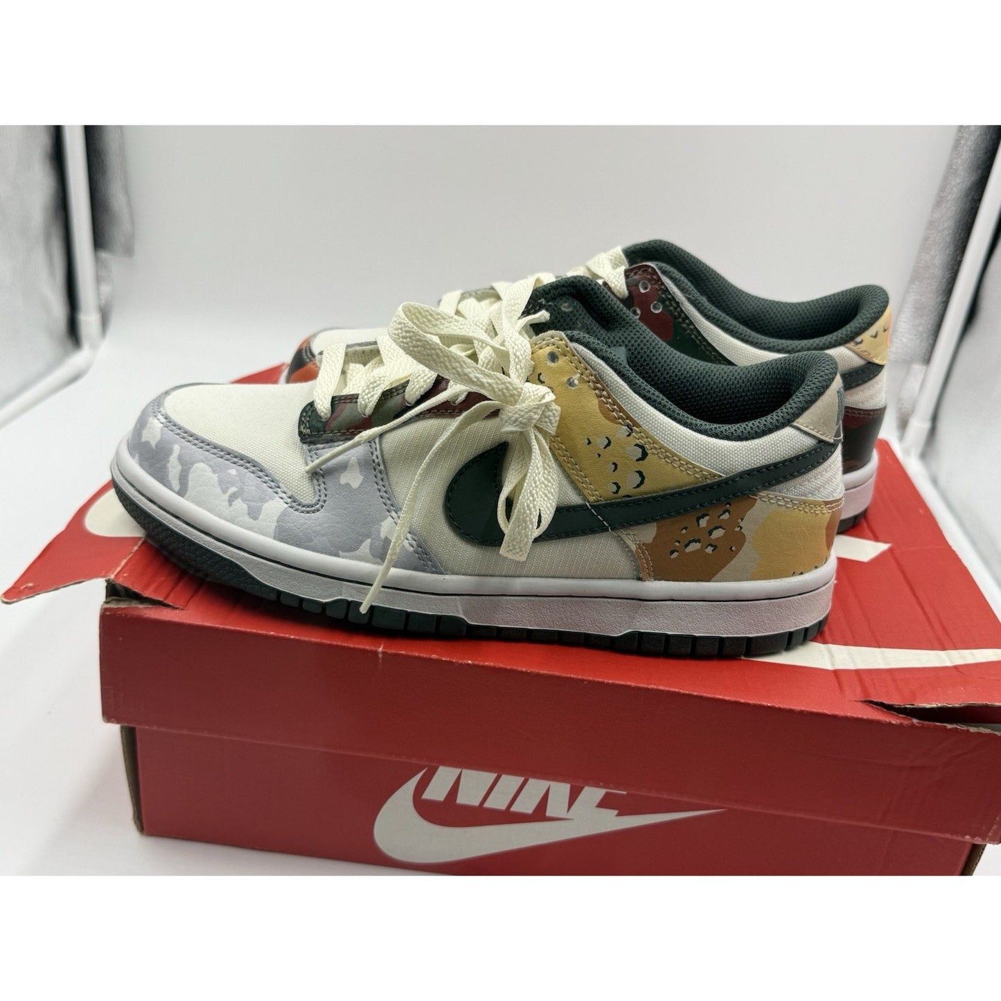 Size 4.5 (GS) - Nike Dunk Low SE Sail Multi-Camo