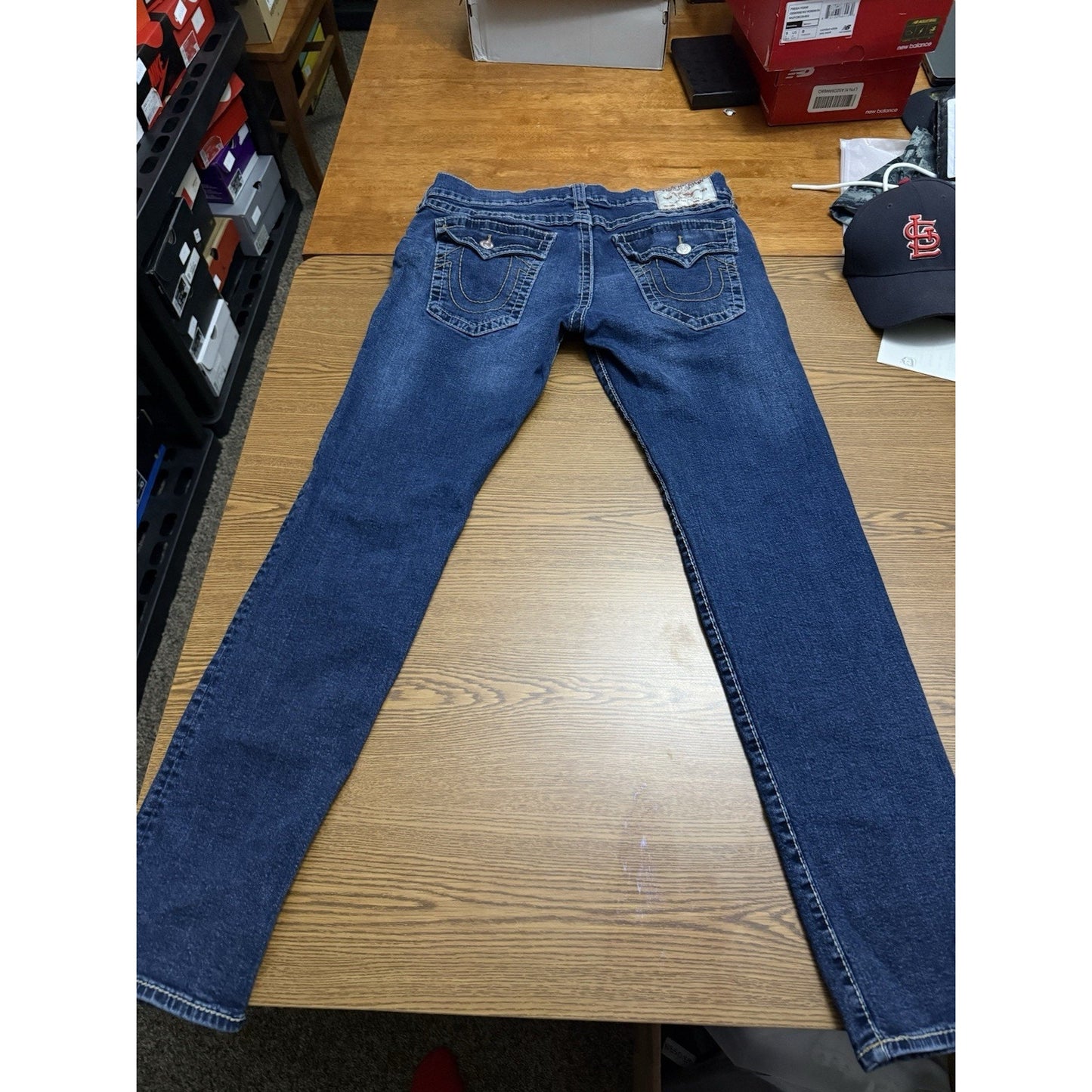 TRUE RELIGION ROCCO BIG T STITCH FLAP RELAXED SKINNY JEANS SZ 34x32