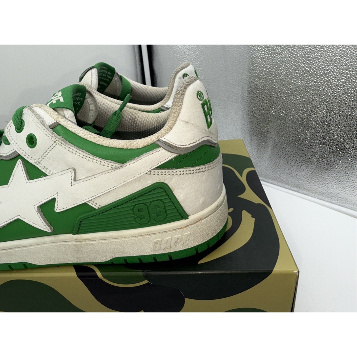 Size 10 - A Bathing Ape Sk8 Sta #1 Faux Ostrich Leather Pack - Green