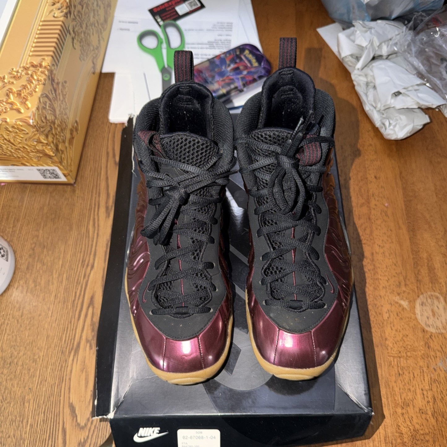 Size 7 (GS) - Nike Little Posite One Mid Night Maroon