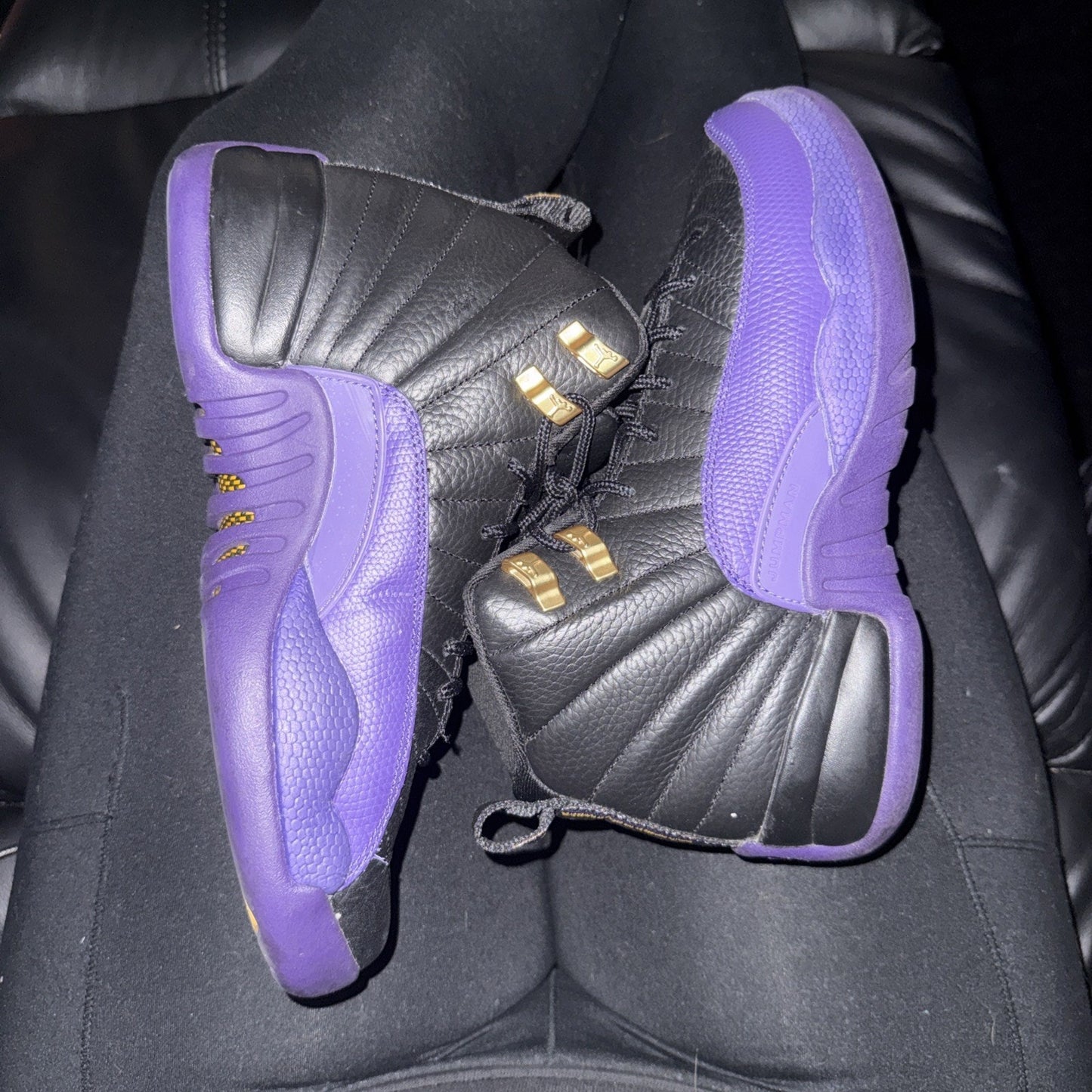 Jordan Air Jordan 12 Retro (GS) Black/Purple 5.5Y Leather High Top 153265-057
