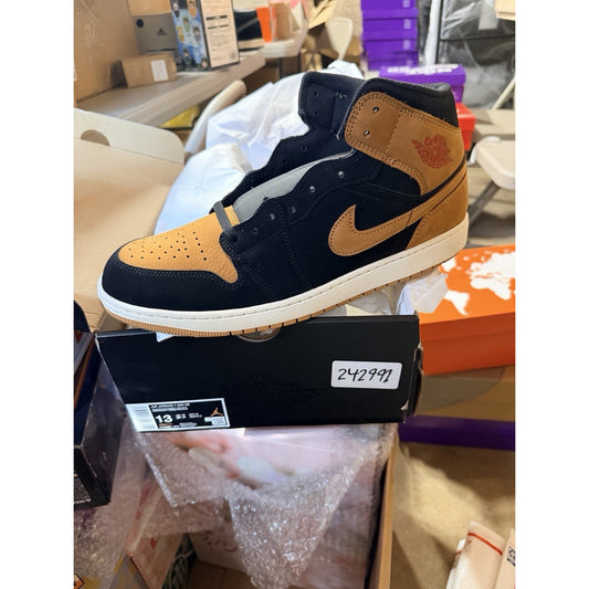 Size 13 - Air Jordan 1 Mid Black Flax