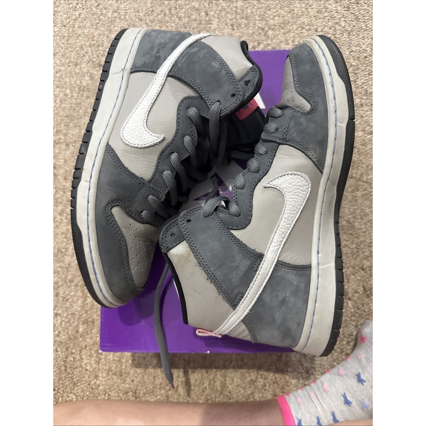 Size 10 - Nike Dunk Pro SB High Medium Grey Pink