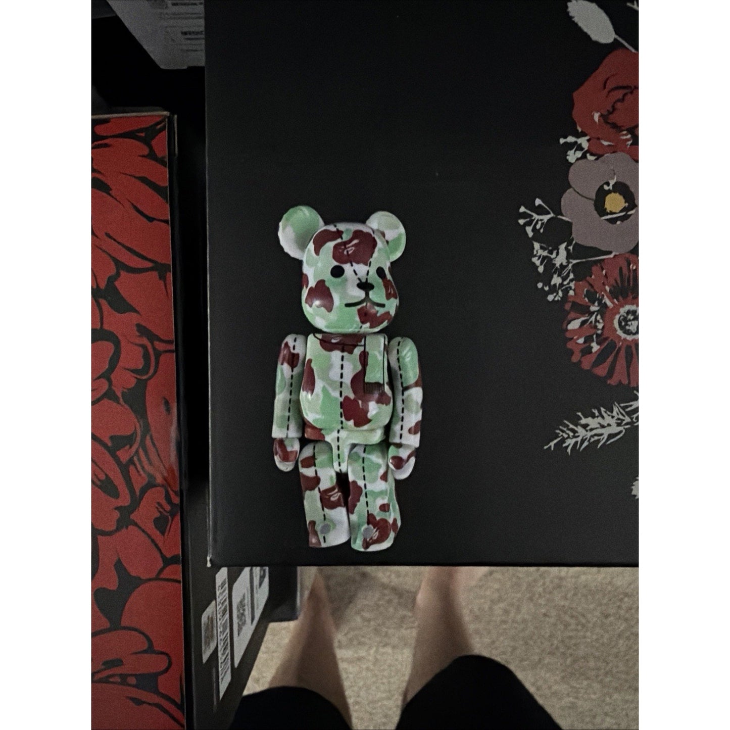 Bape Bearbrick Medicom 100% Green Maroon White Camouflage