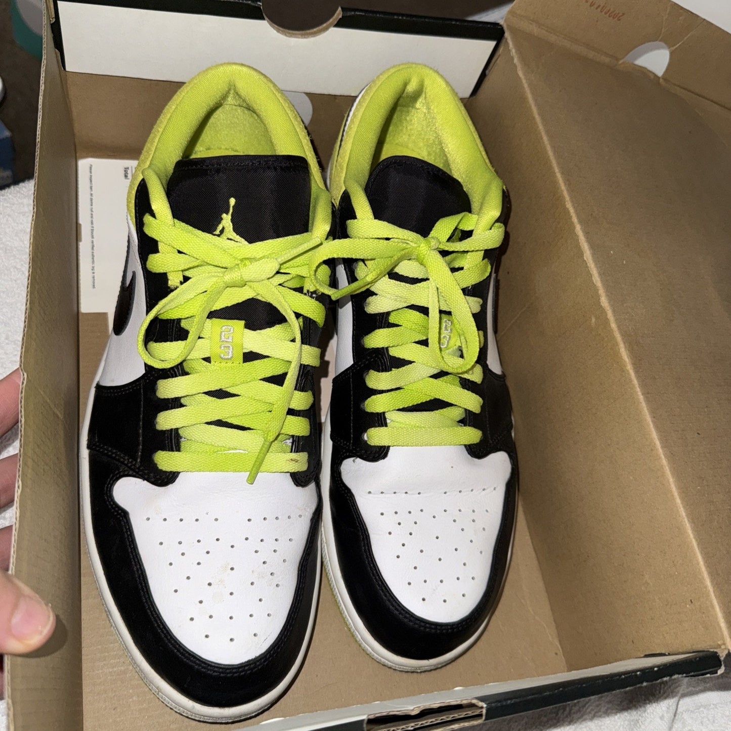 Jordan 1 Low Black Cyber Green Size 12