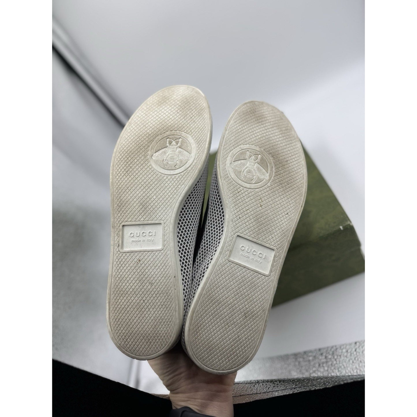 Size 9.5 Gucci Calfskin Mesh Falacer Sneakers bs874