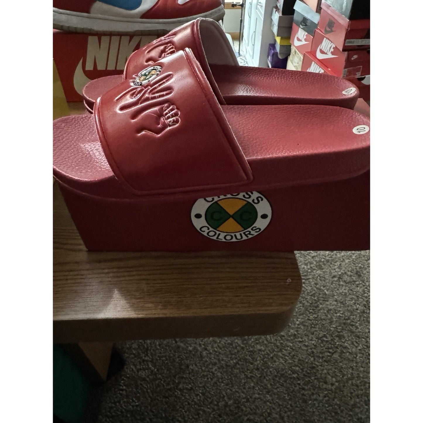 Cross Colours CXC Love Is Love Sign Language Slide Sandals NIB Size 10 BS235
