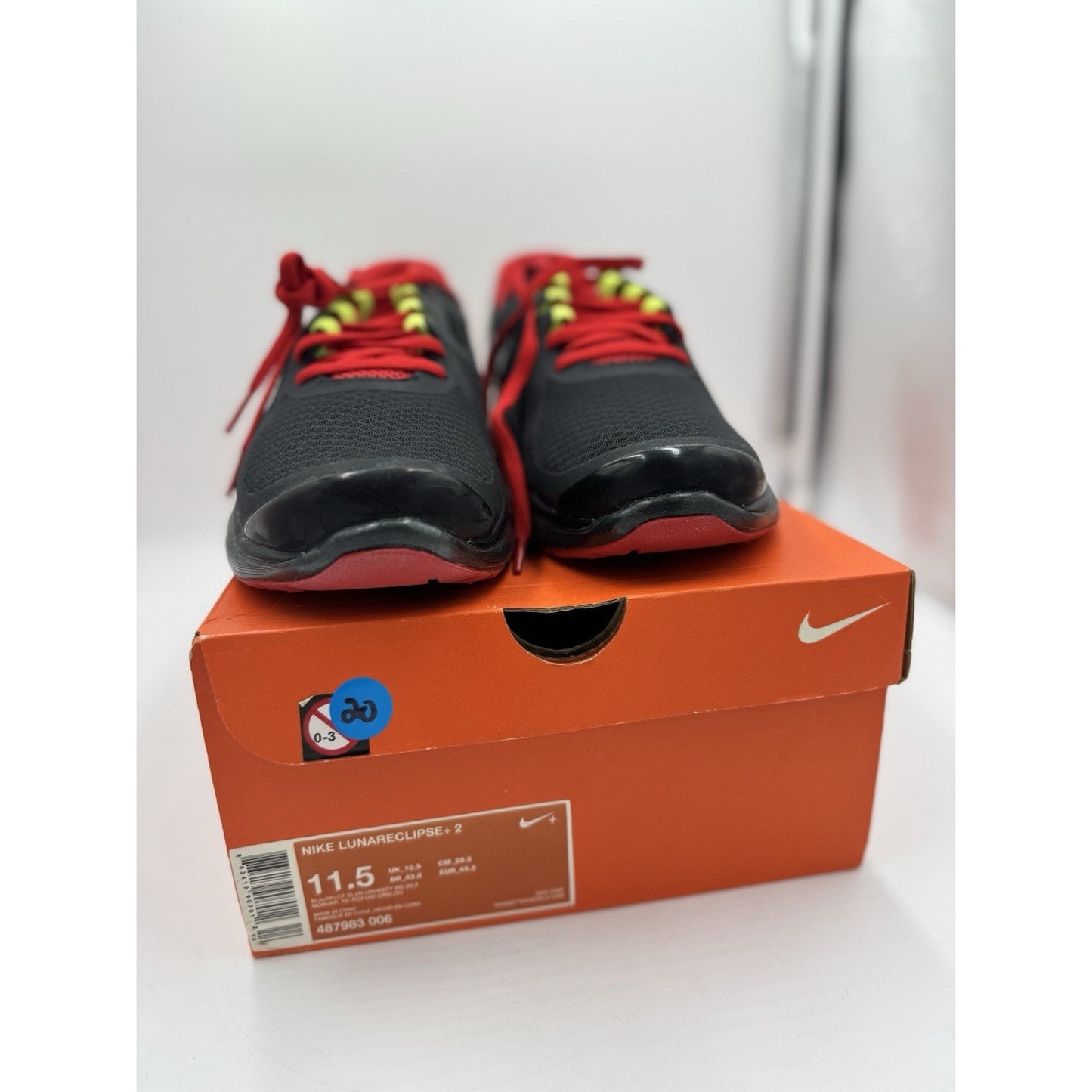Size 11.5 - Nike LunarEclipse+ 2 Black University Red Brand New From 2011 bs862