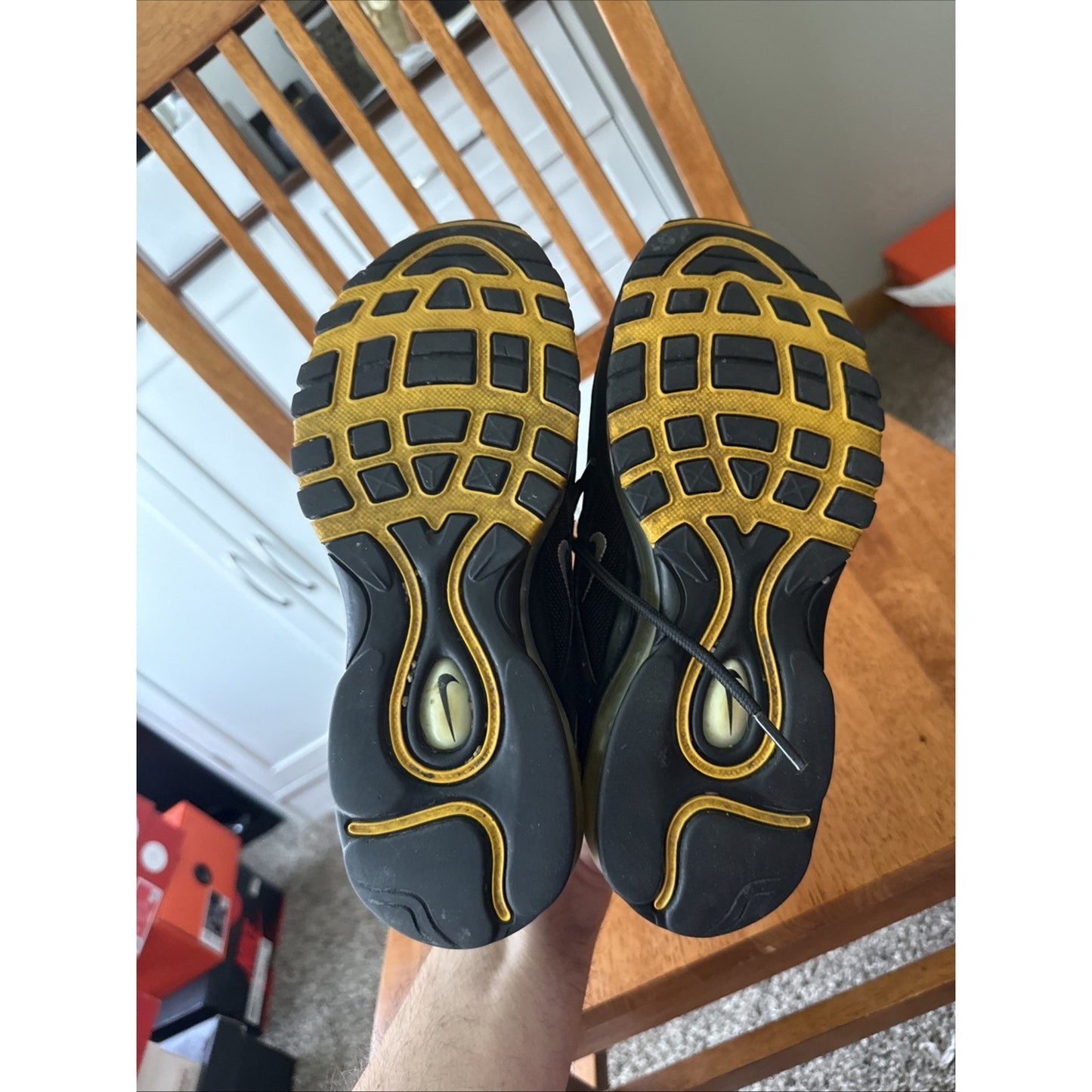 Nike Air Max 97 BLACK/WHITE AMARILLO 921522 005 Youth Sz 5Y Pittsburgh Steelers NBS209