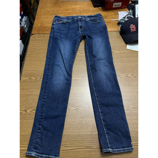 TRUE RELIGION ROCCO BIG T STITCH FLAP RELAXED SKINNY JEANS SZ 34x32