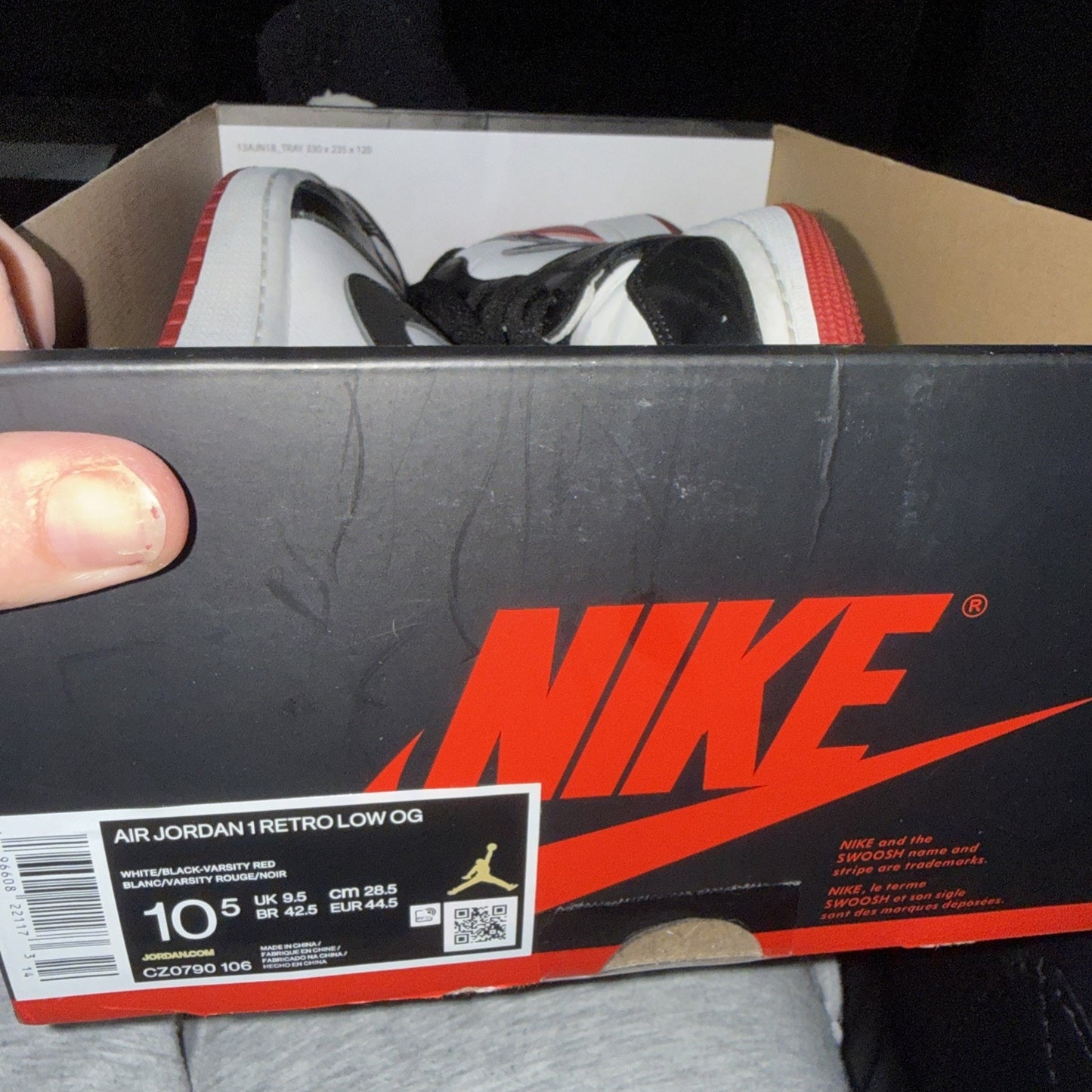 Size 10.5 - Air Jordan 1 Retro OG Low Black Toe