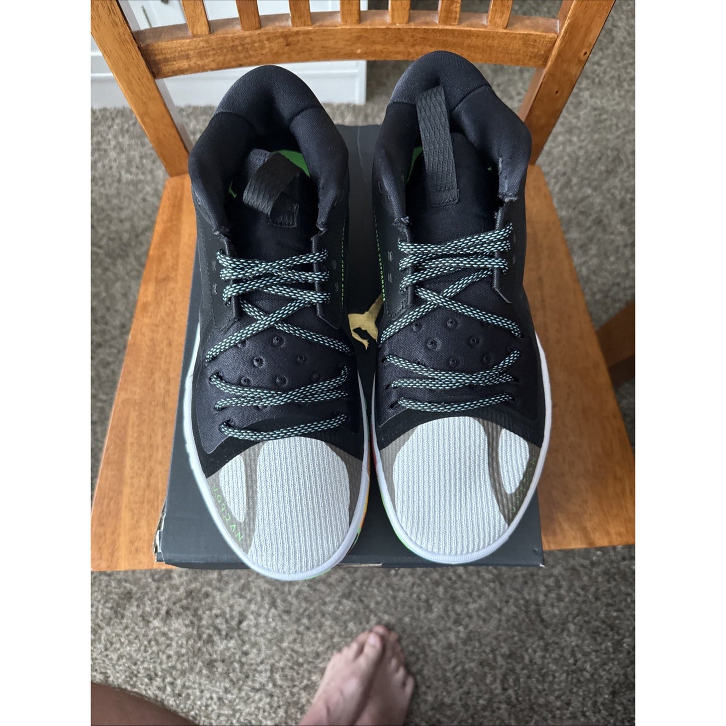 Size 10 Nike Air Jordan Zoom Separate Black White Green Strike Shoes BS097