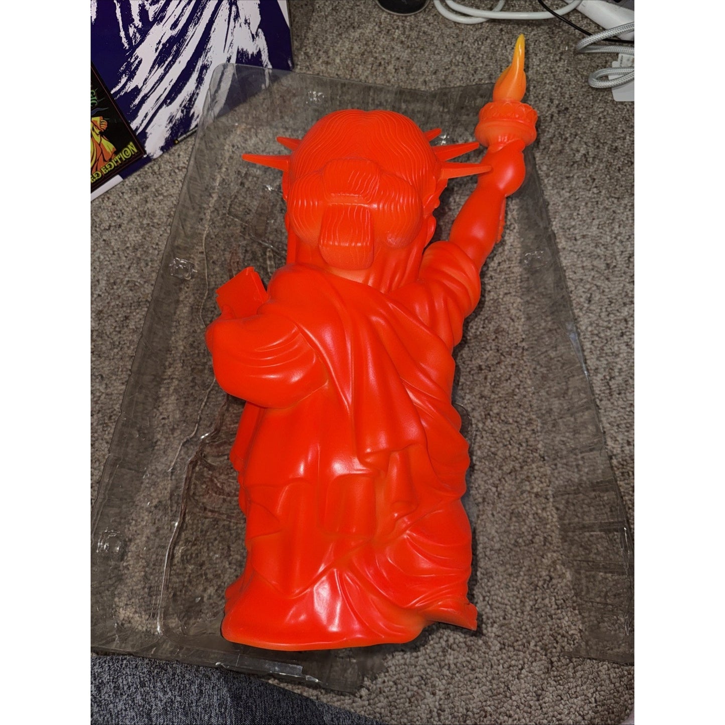 Mindstyle Popaganda Ron English Liberty Grin Blacklight Magic Orange Statue Used